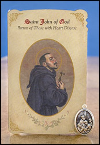 Ambrosiana 2-Piece Healing Medal and Holy Card Set Pack of 6, Saint John of God