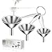 Set of 3 Stainless Steel Funnels for Kitchen, Small Funnel Kitchen Funnels Strainer with Metal Long Handle Tools for Transferring Fluid, Liquid, Oil, Powder, Silver
