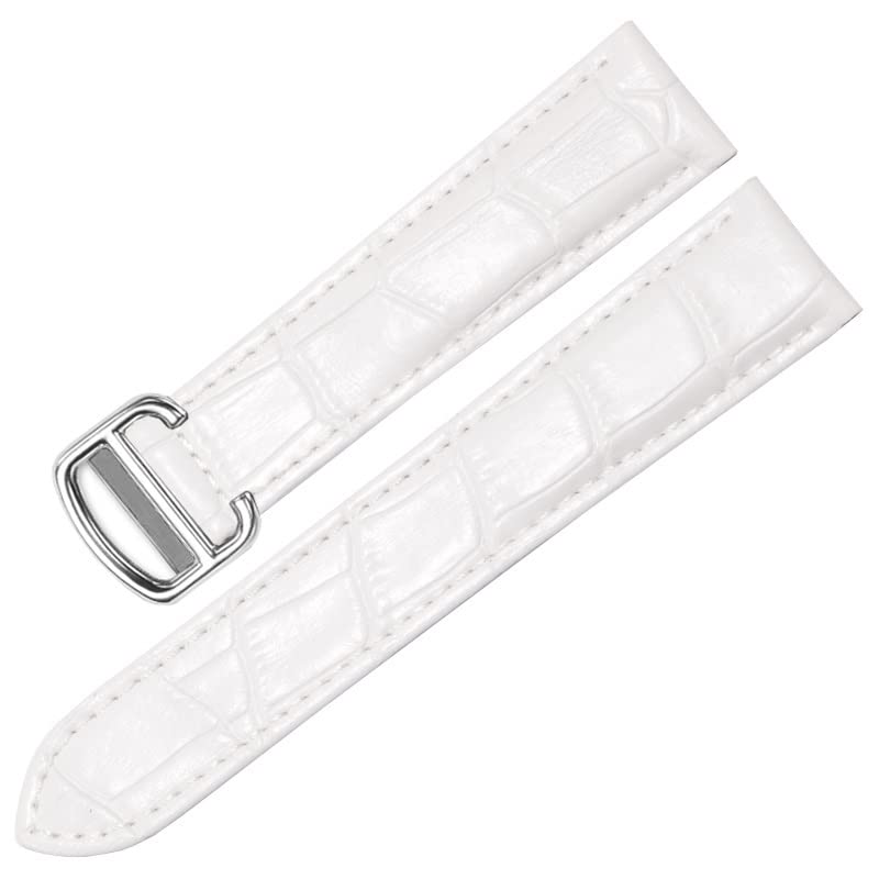 Bracelet de montre pour Cartier Solo accessoire en cuir véritable blanc argenté pour le quotidien