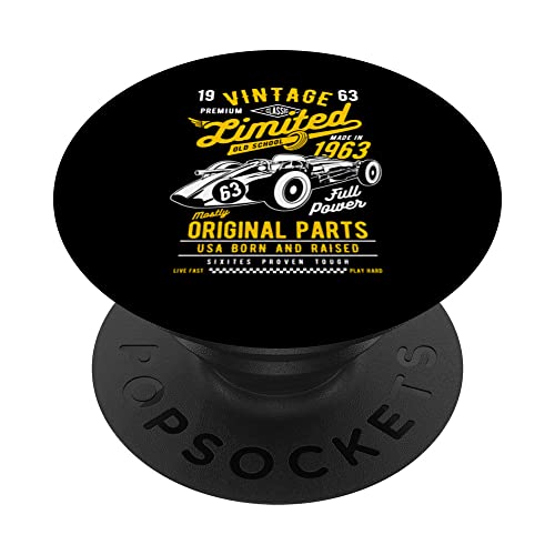 Coche de carreras de 60 cumpleaños nacido 1963 60 cumpleaños diseño vintage PopSockets PopGrip Intercambiable