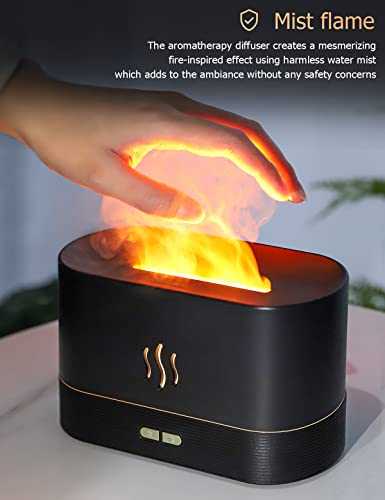 Posviu Flame Diffuser Humidifier - Essential Oil Aroma Diffuser, 180Ml, Flame-Light Effect, Adjustable Brightness, Quiet, Auto Off, For Bedroom, Office, Study (Black) #TOP4