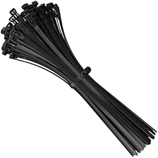 Zip Ties Releasable 200mm x 7.6mm Black, 8 Heavy Duty Reusable Plastic Cable Ties, 200 mm Strong Nylon Tie Wraps, Pack of 100 Pieces by intervisio