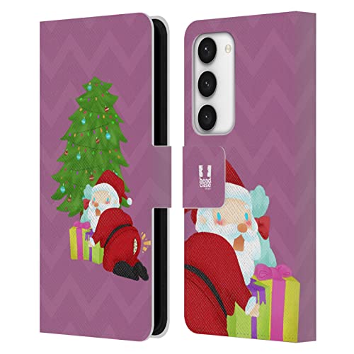 Étui portefeuille Samsung S23 5G Head Case Designs Père Noël en cuir