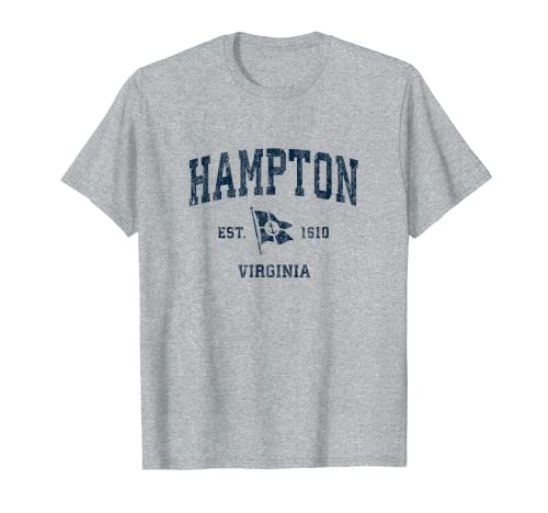 Hampton VA Vintage Sports Navy - Bandera de ancla para barco Camiseta