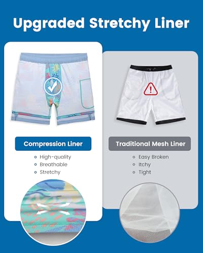 Image of maamgic 2 in 1 Mens Swim Trunks 7 Inch Swim Shorts Swim Suits Board Shorts