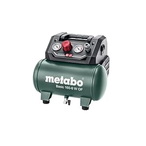 Metabo Kompressor Basic 160-6 W OF – 601501000 – Kompressor mit leistungsstarkem Motor und 6 l Kesselgröße – 1, 5 m Kabellänge