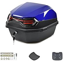 35L Universal Motorcycle Top Case,Motorcycle Trunk Universal Helmet Luggage Storage Top Case, Moped/Scooter Tour Trunk,with Mounting Accessories for Scooter/Moped/Motorbike,Blue
