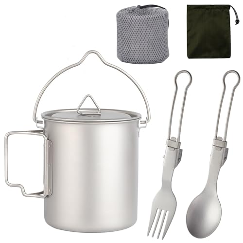 Top 5 Backpacking Pots: Your Essential Gear Guide 3 750ml Titanium Pot with Titanium Folding Fork and Spoon for Outdoor Camping Hiking Backpacking Trips
