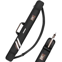 PEKREWS Pool Cue Case, Soft Pool Stick Case 1x1 Holds 1 Butt and 1 Shaft with Queue Zipper Pocket, Sturdy Polyester Billiard Cue Bag with Shoulder Strap Handle, Billiard Stick Bag for Men and Women