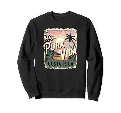 Pura Vida Costa Rica Vacaciones Tropicales Viajes Vintage Sudadera