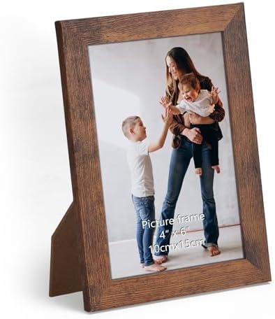 Vasemouh 1 Stück rustikale Bilderrahmen für Fotos 10x15cm, Vintage-Stil ideal für Wand- und Tischaufstellung im Wohnzimmer, Schlafzimmer, Büro oder Flur