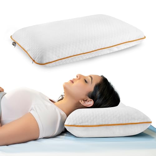 Image of CareFoam Memory Foam Pillow for Neck Pain Relief | Gel Infused Cooling Bed Pillow | Orthopedic Cervical Pillow for Back, Side & Stomach Sleepers | Soft & Supportive Washable Cover