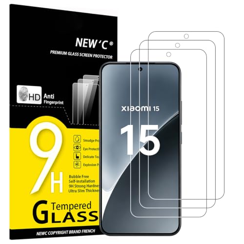 NEWC 3 Stück für Xiaomi 15 für Panzerglas (Nicht kompatibel mit Xiaomi 15C / Redmi 15) Displayschutzfolie Kratzfest Ultra Robust 0 33 mm HD Ultra Klar