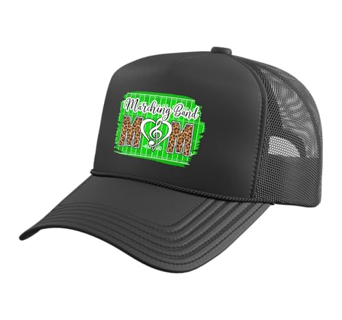 Marching Band Mom Leopard Marching Band Mother Trucker Hat with Adjustable Mesh Back, Black