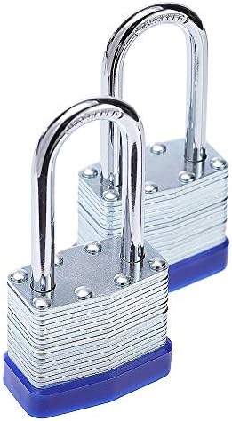 Fu Volante Laminated Steel Key Lock, 1-9/16 in. Wide Body, 2 Padlocks Keyed Alike,Long Shackle