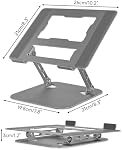 BQKOZFIN Support pour ordinateur portable pour bureau, ergonomique pliable + Support réglable en hauteur Ordinateur Portable, Dimensions: 10.2 X 8.7 Inches, convient 10-17.3 Ordinateurs portables de pouce, gris