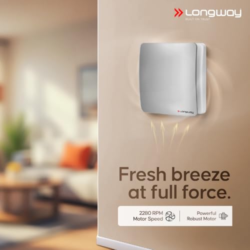 Image of LONGWAY FreshX 6 Inch 150 mm Energy Efficient Exhaust Fan | High Speed Powerful Motor | Noiseless Operation & Easy to Clean | Suitable for Bathroom, Kitchen, Office | 2 Years Warranty (Silver)