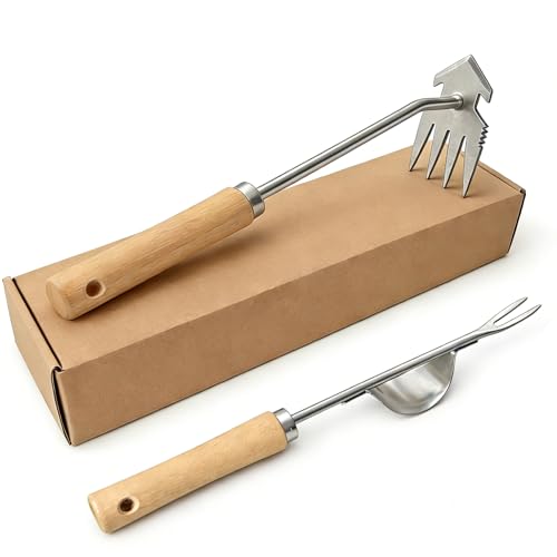Doubleggs Weed Puller Tool, 2 Pack 4 Teeth Garden Weeding Uprooting Tools