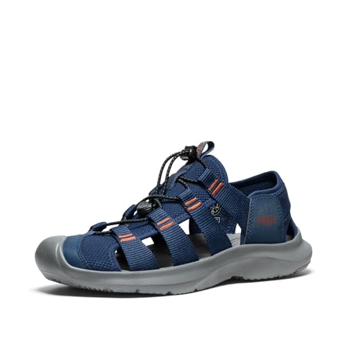 KEEN Men's Seanik H2 Durable Lightweight Comfortable Hybrid Water Sandals, Naval Academy/Gold Flame, 8.5 by KEEN - Used condition - US$58.37