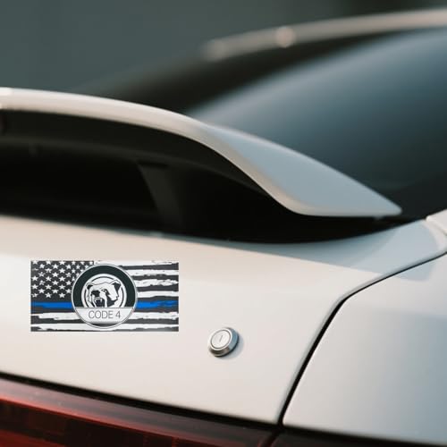Image of 10Pcs Thin Line Flag Car Decal Stickers, Police Support American Flag Bumper Stickers Patriotic Theme Memorial Decal Boat for Cars Bumpers Trucks, Bandera de policia la linea Azul para carro