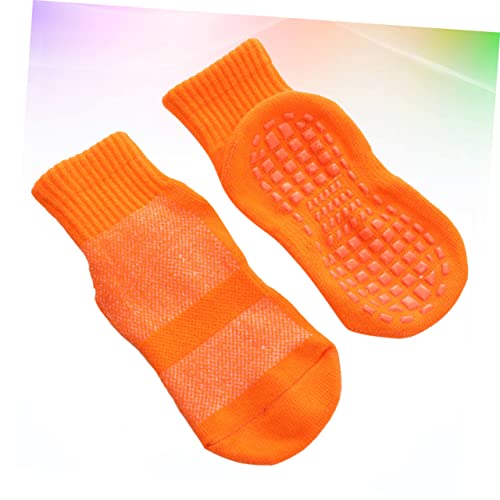 3 Pairs Non-Slip Floor Socks for Kids Cotton Trampoline Socks Dispensing Design for 1-4 Years Old in Orange2