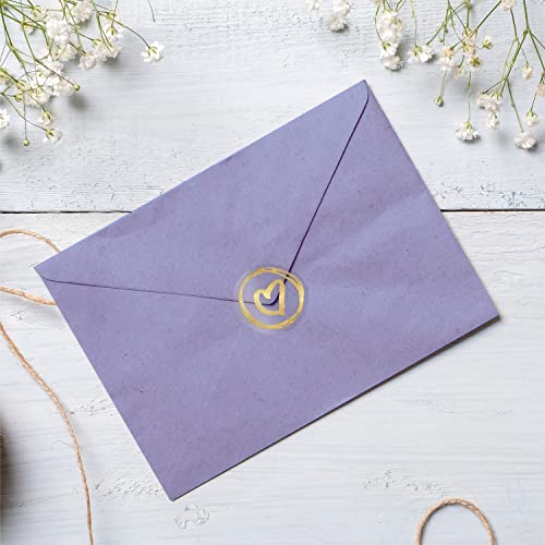 Easykart 500 Pcs Clear Golden Heart Stickers,1 Inch Envelope Seal Stickers,Round Sealing Wedding Stickers For Invitations/Greeting Cards/Party Favors/Self-Adhesive/Gifts Pack Crafting #TOP4