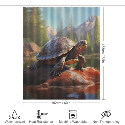 Rideau baignoire anti éclaboussure tortue de mer lavable en machine