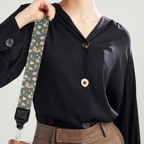 Image of Halloween Handbag Strap Canvas Purse Strap Colorful Bat Black Shoulder Strap Multicolor Bats Replacement Strap