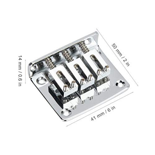 Kaiy Adjustable 3 String Guitar Hard-Tail Tailpiece Bridge For Cigar Box, Electric Guitar Parts Guitar Replacement Chrome #TOP5