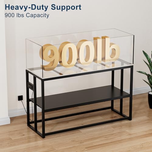 Image of Urban Deco 55-75 Gallon Fish Tank Stand with Power Outlets, 900LBS Capacity Aquarium Stand, Metal Fish Tank Stand Dual-Layer Design Terrarium Stand, Black