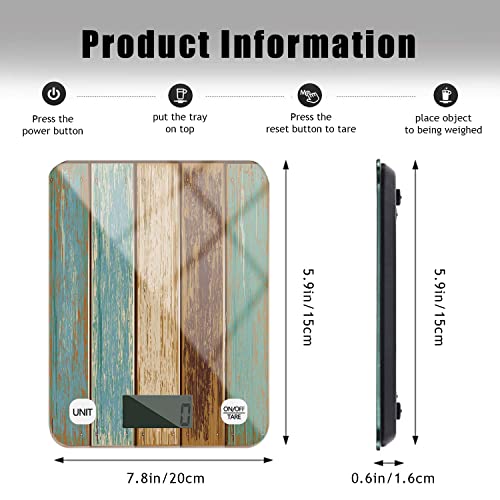 Digital Food Scale Scale For Food Ounces And Grams Kitchen Scale For Cooking And Baking Waterproof Glass Multicolor Surface（Battery Not Included） - Vintage Wood Pattern #TOP1