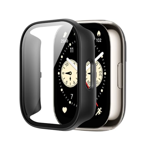Heioloo Funda para Xiaomi Redmi watch 5 Lite Protector Cristal Templado Anti-arañazos Hard PC Case Cover para Redmi watch 5 Lite - Negro