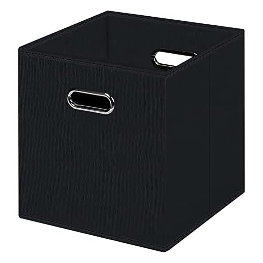 HEAYEEG Black Foldable Storage Cubes Bins, Fabric Storage Box Cubes Organizer Baskets with Dual Handles for Home Organizer (Black)