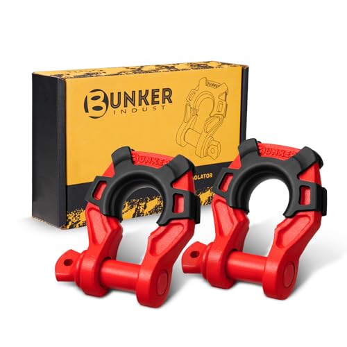 BUNKER INDUST 3/4" D Ring Shackle with 7/8" Pin,Red Tow Shackles with Isolator for Use with Tow Strap, Winch, 2 Pack Off-Road Recovery Shackle for Jeep Truck Vehicle ATV UTV, 42,000lbs Break Strength by BUNKER INDUST - Used condition - US$26.13