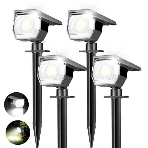 Peasur 4 Pack Solar Spot Lights - Outdoor Waterproof 2-in-1 Auto On/Off Solar Landscape Lighting for Outside Yard, Wall, Garden, Pathway by Peasur - Used condition - US$21.30