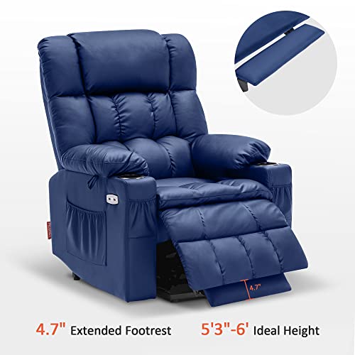 Mcombo Dual Motor Power Lift Recliner Chair With Massage And Heat For Elderly People, Infinite Position, Usb Ports, Cup Holders, Extended Footrest, Faux Leather 7890 (Blue, Medium) #TOP6