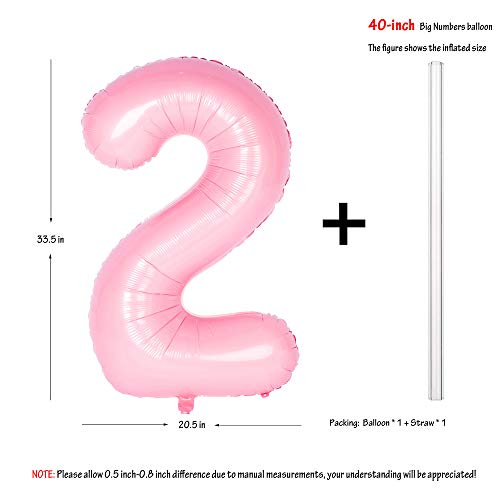 40 Inch Pink Numbers Birthday Party Decorations Helium Foil Mylar Number Balloon 2 #TOP1