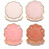 AimFun 48 Pcs Dusty Pink Party Plates Gradient Color Dessert Paper Plate 7inch Gold Foil Scalloped Edge Disposable Cake Plates for Tea Party Birthday Bridal Baby Shower Wedding Party Supplies