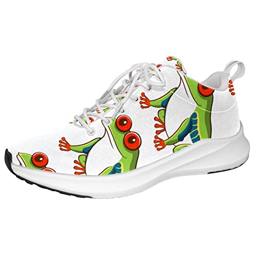 Zapatillas de deporte personalizadas con diseño de rana verde,