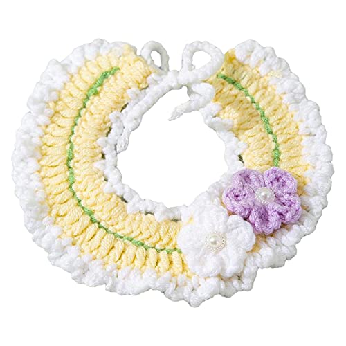 Cuticate かわいい手編みスカーフ 猫アクセサリー ネックジュエリー ネックレス 子猫用 ペット用品, フラワーM