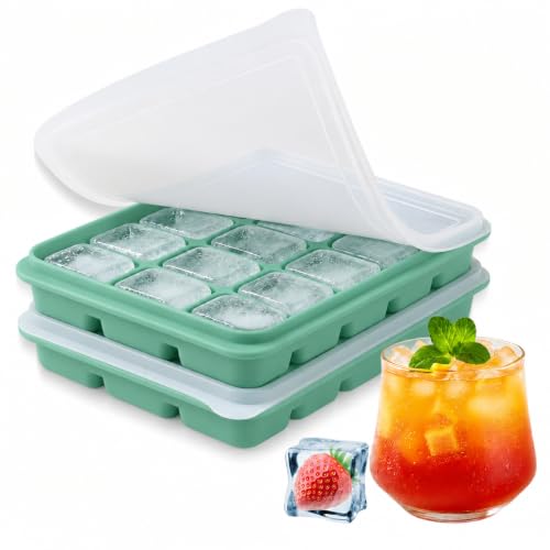 2 Pack Silicone Ice Cube Tray for…