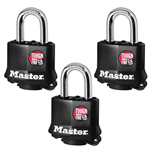 Master Lock 311TRI Keyed Alike Laminated Steel Padlock, 3-Pack by Master Lock - Used condition - CA$24.93
