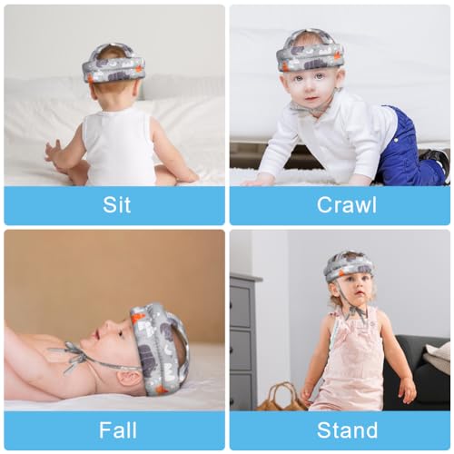 Vicloon Baby Head Protector, Adjustable Infant Safety Helmet & Walking Baby Helmet, Protection Safety Pads for Baby Learning Walking Crawling (Gray Forest) - Image 6