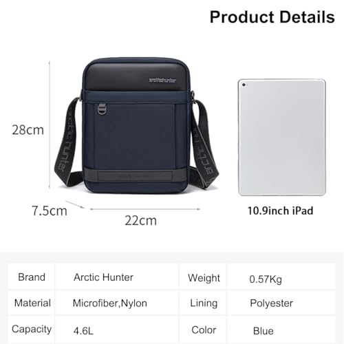 Image of Arctic Hunter Sling Bag for Men Side Bag for 10.9 inch iPad 1680D Premium Polyester Messenger Bag Water-resistant Multi-pocket One Shoulder Crossbody Bag for Travel Office Business College