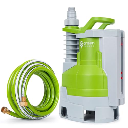 Water Removal Kits by Green Expert, Powerful Sump Pump with 25FT PVC Garden Hose, Max 4000GPH High Flow to Remove Water Shortly from Pools, Flooded House, Garden Pond, Hot Tub Spas