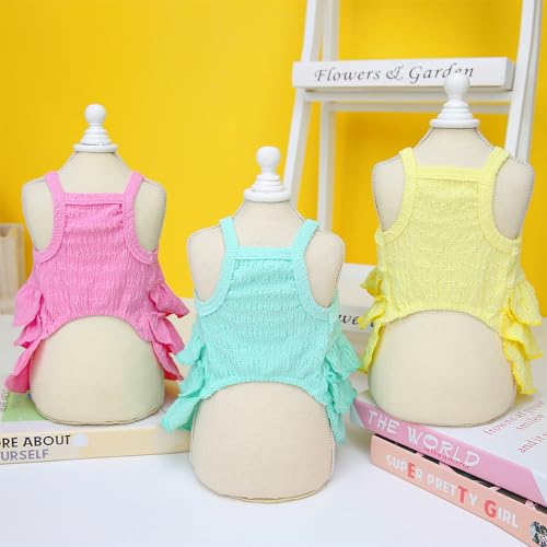 Roupas Chihuahua Yorkie para meninas, vestidos amarelos para cães pequenos com decoração de laço, ro