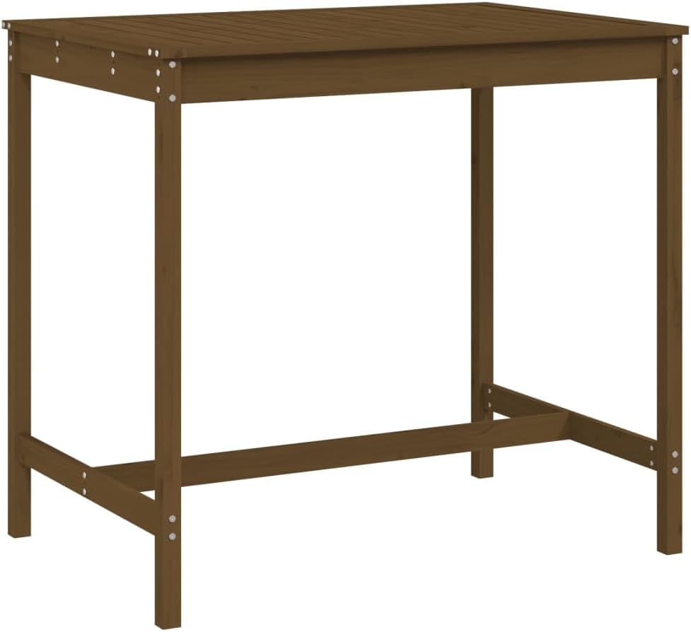 Garden Table in Honey Brown - Solid Pine Wood - Classic Design for Outdoor Use - Patio, Balcony or Terrace Furniture