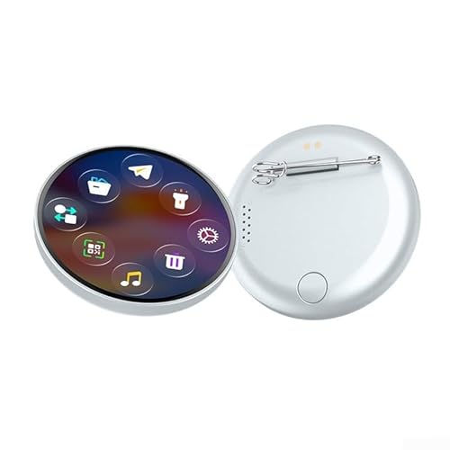 Vidonergy Badge numérique | Écran tactile HD 4,3 cm 283 ppp Badges BT-6.0 pour vidéos/photos | Badge intelligent pour les fans d'anime/football/cosplay/concert (blanc)