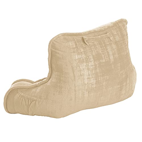 Home Soft Things Textured Velvet Bedrest Reading Pillow With Diy Filling, Need Assembly, Backrest Armrest Pillow Chair Back Support For Sitting Up In Bed, Almond Buff, 20" X 18" X 17" #TOP3