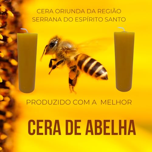 Kit Com 3 Velas De Cera De Abelha 100% Pura, Maciça, 195 Gramas, Aroma Natural de Mel, Votiva, 14,5